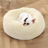 Bedsure Calming Dog Bed for Small Dogs - Donut Washable Bed, Round Anti-Slip Fluffy Plush Faux Fur Cat Bed, Oat Milk