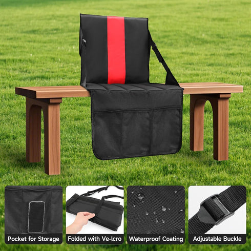 SANLIKE Stadium Seats for Bleachers with Back Support Portable Folding Bleacher Seats with Cushion Storage Pouch, Wide
