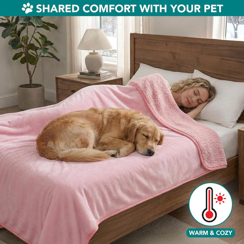 60x80 PetAmi Waterproof & Pee Proof Dog & Cat Blanket - Reversible, Soft, Washable - Medium/Large Dogs & Puppies - Pink