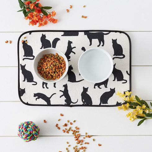 Bone Dry Machine Washable Ultra Absorbent Pet Mat, 12x18, Cat Silhouette Design