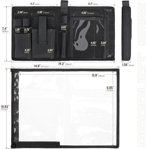 Tactical Map Case Military Pouch Holder, Foldable Map Storage Bag, 13"x10" Clear Viewing Area, Waterproof TPU + 1001D