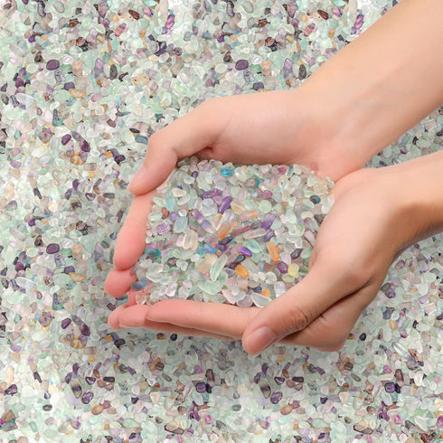 T4U Crystal Chips Stone - 1LB Crushed Quartz Glass for Crafts, Vases, and Aquarium Gravel