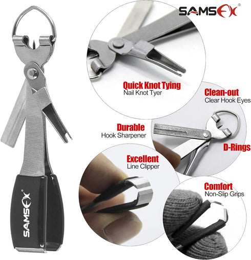 SAMSFX Multifunctional Fishing Knot Tying Tool, Fly Fishing Nippers, Quickly Tie Knots for Hooks, Lures, and Flies