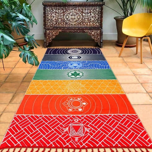 Neasyth Mexican Yoga Mat Beach Picnic Blanket, Chakra Meditation Mat, Sunscreen Shawl, Boho Pilates 59 in (Polyester