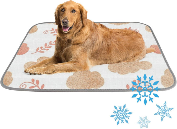 imiBBWQu Cooling Pad Clouds Plant Brown White Dog Mat Color Changing Washable Dog