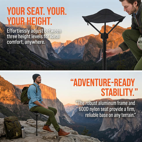 3 600D Portable Folding Chair: Gear Height Adjustable Camping Stool - Lightweight Aluminum & Nylon Collapsible Stool