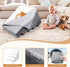 Heeyoo Dog Stairs for Small Dogs, 5-Step High-Density Foam Steps with Non-Slip Removable Washable Cover, Grey, 23" High