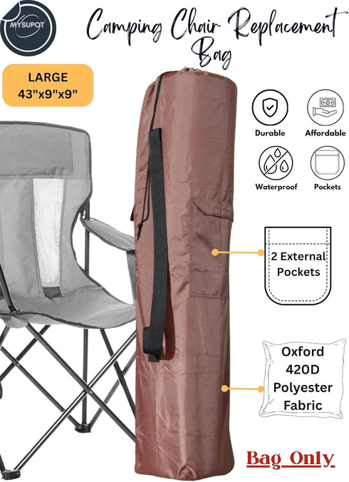 43"x9"x9" Hammock, 420D (Brown, L) Replacement Bag for Folding Camping Chair, Camp Chairs, Yoga Mat, Beach Chair