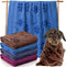 4 Pcs Microfiber Dog Bath Towels, Absorbent Pet Towels for Medium Dogs, Cats, Shower (Gray, Brown, Blue, Wind Red, 24 x