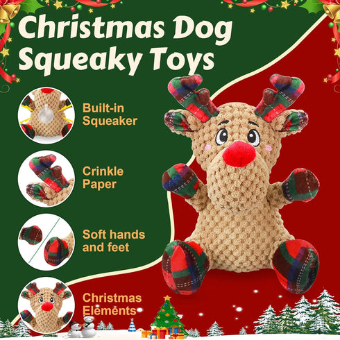 Newget Squeaky Dog Toys, Dog Squeaky Toy with Crinkle Paper, Interactive Durable Plush Dog Chew Toys for Puppy, Small