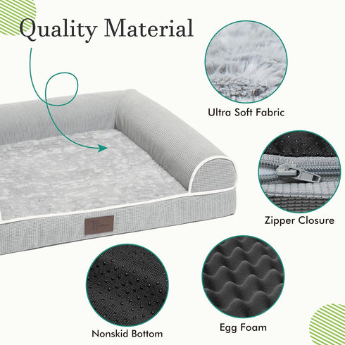 Orthopedic Dog Bed for Large Dogs - Waterproof Egg Crate Foam Pet Bed Mat with Removable Washable Cover, Non-Slip