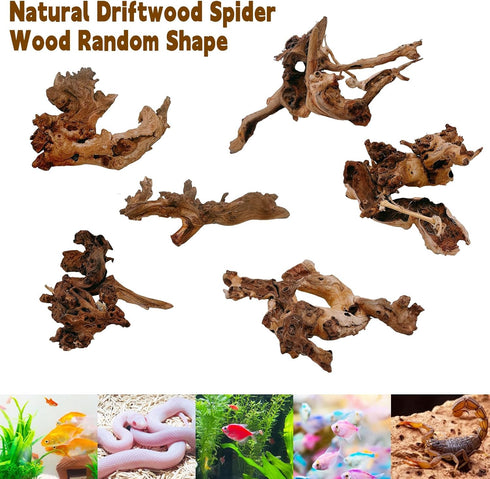Hamiledyi Natural Trunk Driftwood Assorted Branches 8-12" for Fish Tank Decoration, 3 Pcs