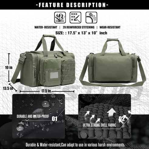 Gun Range Bag for Handguns and Ammo, Tactical Pistol Case Duffle Bags for Shooting Range Sport