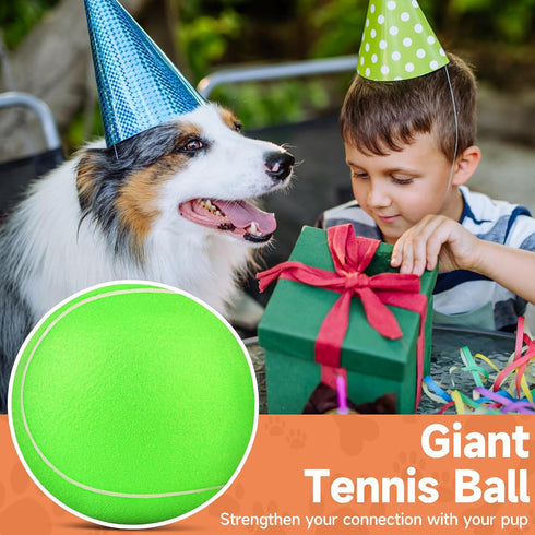 Giant Large Tennis Ball for Dogs: 9.5" Big Ball for Outdoor Play, Green Dog Tennis Ball