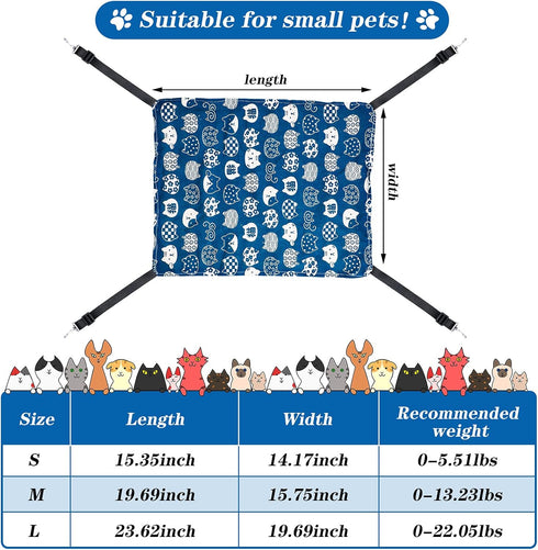 2 Pieces Reversible Cat Hanging Hammock - Soft Breathable Pet Cage Hammock with Adjustable Straps for Cats & Small Dogs