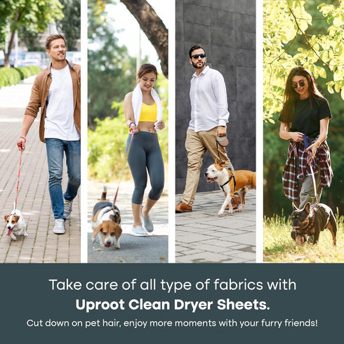 Uproot Clean Dryer Sheets - Pet Hair Reducing Laundry Remover, Prevents Dog and Cat Hair from Sticking, 50ct
