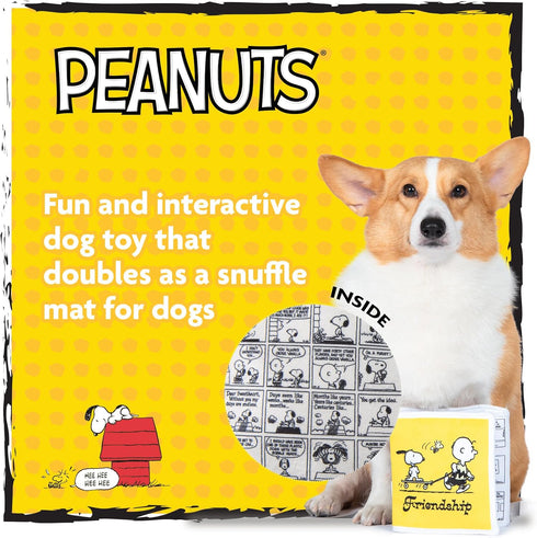 Interactive Crinkle Friendship Comic Book Toy with Squeakers and Treat Pockets, Snuffle Mat Dog Toy