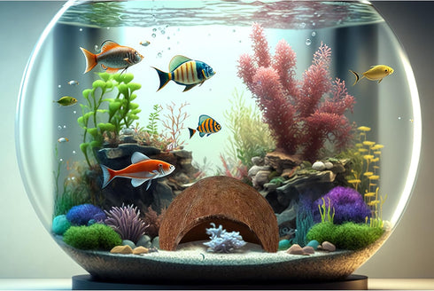 SunGrow Betta Fish Cave, Coconut Shell Habitat, Spacious Hideout for Resting and Breeding, 1 Pc