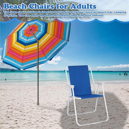 Generic Backpacking, 220 Lbs, High Back Beach Chairs for Adults, Outdoor Lawn Concert Folding Chair with Arms, Portable