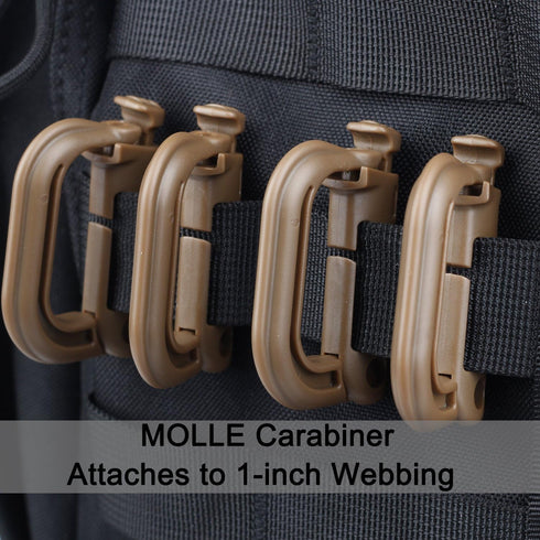 XTACER Tactical Multipurpose Small D-Ring Locking Hook for Molle Webbing (Set of 10)