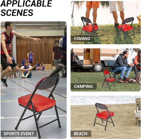 Mini Padded Folding Chairs, Garage Stool, Portable Camping Chair with Cushion, Lightweight Lawn Chair, for Outdoor