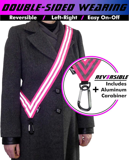 FREEMOVE Reflective SASH with 2 Bands, Reflective Runners Waist Belt with 4 Arm Bands, Easy to Put On/Off, Reflective