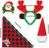SATINIOR 4 Pcs Adjustable 3D Christmas Dog Santa Hat - Classic Buffalo Plaid Scarf, Reindeer Antlers Headband for Pets