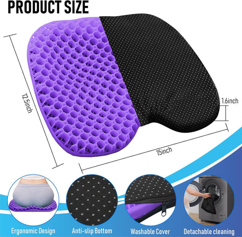 Kayak Seat Cushion, Thicken Anti Slip Waterproof Gel Pad for Canoe Rowing, Portable Dinghy for Fishing Kayak