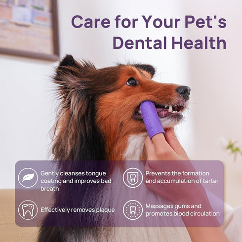 4-Pack HICC PET Dog Toothbrush, Anti-Slip Dog Tooth Brushing Kit, Dog Finger Toothbrush for Plaque and Tartar Cleaning