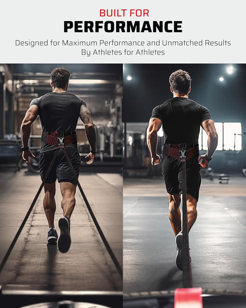 Sled Pulling Belt Adjustable Closure with 2 Sled Pulling Straps & 4 Hooks for Resistance Training, Strength, Agility