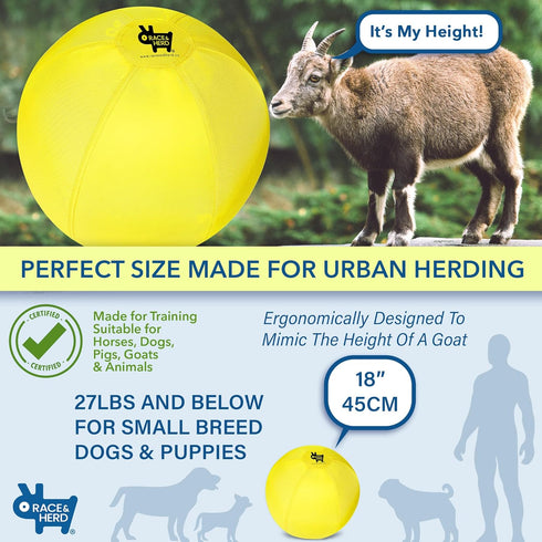 Race&Herd Herding Ball for Dogs, 18" Replacement Cover ONLY for Small & Puppies, Herding Balls for Cattle Dogs