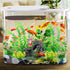 Fish Tank Accessories - 9pcs Green Artificial Plants and Cave Rock Decor Set for Aquarium