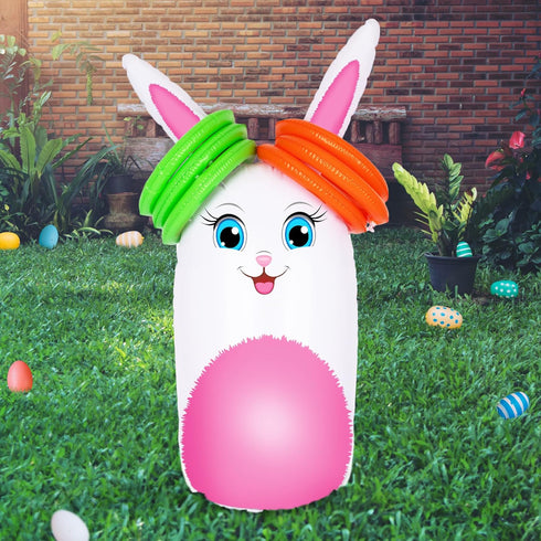 34 6 ArtCreativity Easter Games Bunny Inflatable Ring Toss with Rings, Easter Games for Kids - Weighted Bottom to Keep
