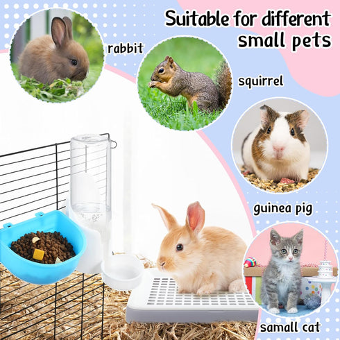 19 Set Pcs Rabbit Starter Kit Small Bunny Litter Box Animal Grooming Kit Water Bottle Bunny Toys Hay Feeder Bowl