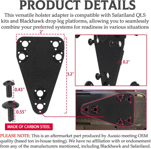 Holster Adapter Kit for Blackhawk and for Safariland Holsters - Versatile Molle Conversion Kit for Thigh and Drop Leg Holsters