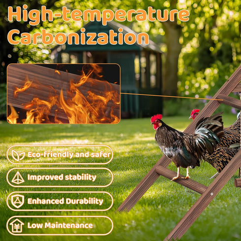 Vorhomness 2 1012 Pine Wood Chicken Perch with Swings & Ladder, Multi-Level Chicken Roosting Bars for Backyard Coop