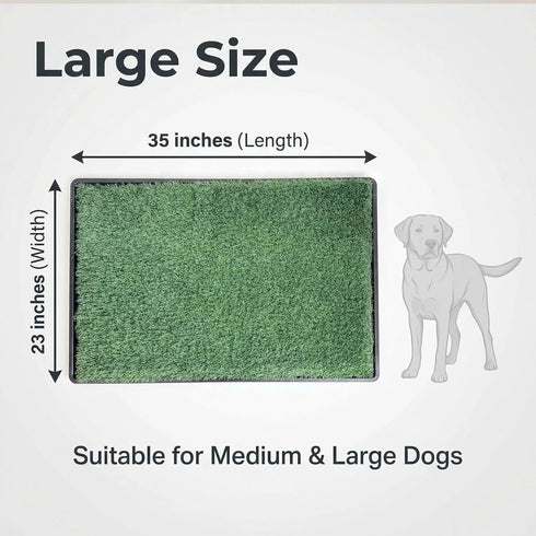 35"x23" 3 Dog Grass Pad with Tray Large Dog Litter Box, Artificial Grass for Dogs Potty with Disposable Mats & EVA