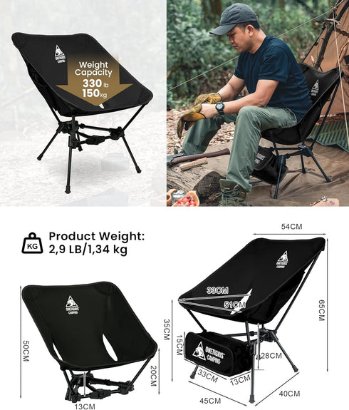 OneTigris Tigerblade Lightweight Camping Chair, Folding Backpacking Hiking Chair, Compact Portable 330 lbs Capacity