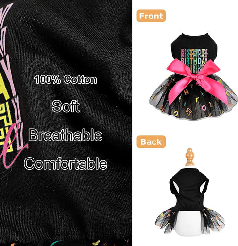 Dog Birthday Outfit for Small Dogs, Colorful Alphabet Mesh Dresses, Summer Tutu Princess Pet Clothing, XS