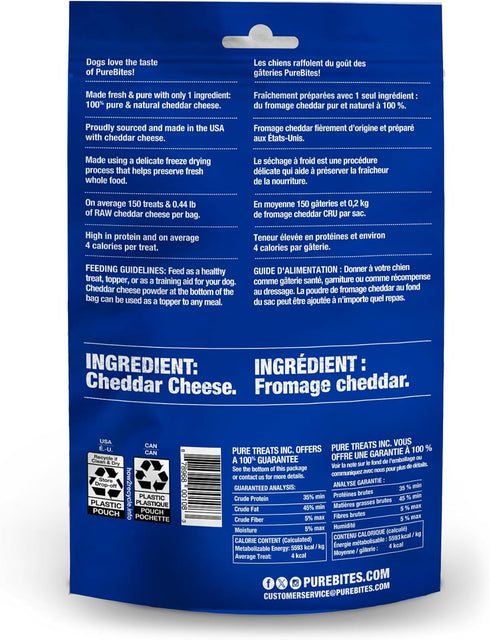 PureBites Cheese Freeze Dried Dog Treats, 1 Ingredient, Made in USA, 4.2 oz