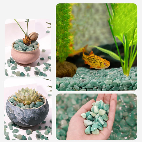 Green Aventurine Crystal Chips 1lb 500+Pcs Natural Tumbled Stones Polished Irregular Shaped Tumbled Gemstone for Healing Crystals & Fish Tank Rocks Gravel,Vase Filler,Plants Decor (Medium)