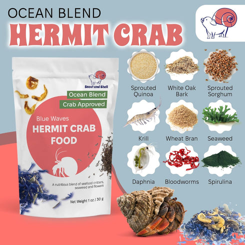 Pack Summer Sunset Snout and Shell Hermit Crab Food Variety Blue Waves, Protein Mix & High-Protein Whole Food Diet