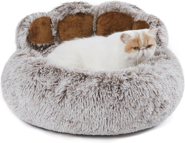 Jiupety Cozy Comfy Dog Bed with Standing Paws, Upgraded Soothing Donut Bed for Dogs, Gray M Size 22”X22” X6”