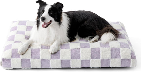 Lesure Large Dog Bed - Thick Shredded Chopped Foam Pet Bed, Indoor with Removable Cover, 36'x27', Purple