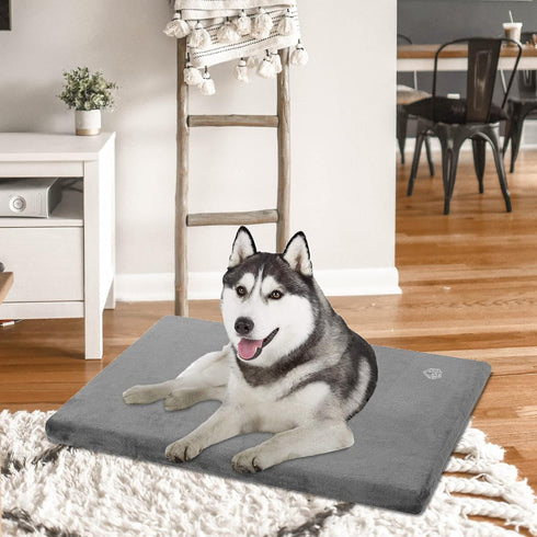 EMPSIGN Stylish Dog Bed Mat, Reversible (Cool & Warm), Waterproof Linings, Removable Machine Washable Cover, Grey, for
