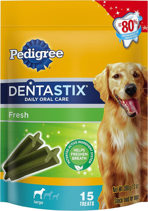 Pedigree Dentastix Fresh Large Treats For Dogs, 13Oz Pouch, 15 Ct