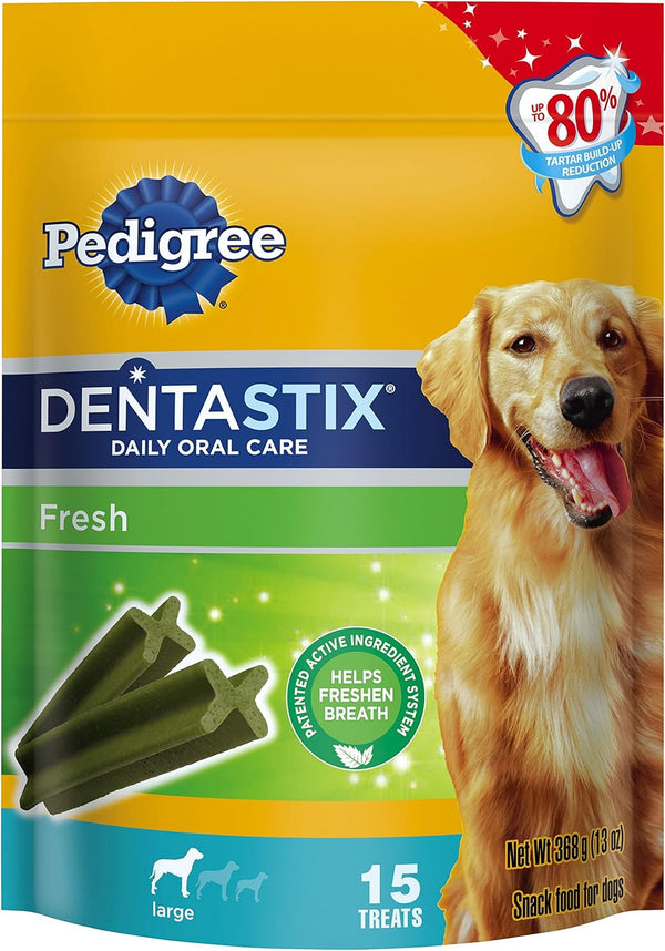 Pedigree Dentastix Fresh Large Treats For Dogs, 13Oz Pouch, 15 Ct