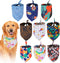 9 Pack Dog Bandanas, Washable Polyester Dog Bandana Bulk for Boy Girl, Stripe Pattern Pet Scarves