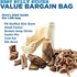 Mixed Morsels Bargain Bag - 1.5 lb. Assorted Natural Dog Treats - Rawhide-Free Variety - Stuffed Shin Bone, Small Femur, Broken Snap Sticks, Gullet Mix, Cow Ear, Rib Bone