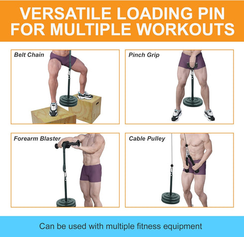 Yes4All Weight Plate Loading Pin 1 inch and 2 inch for Fitness LAT Cable Pulley System Gym Equipment with Tricep Rope